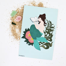 Load image into Gallery viewer, Reading Mermaid 4x6 Postcard