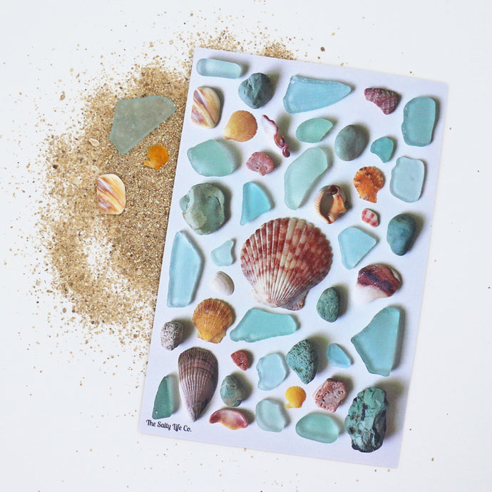 Teal & Orange Beach Treasures 4x6 Postcard