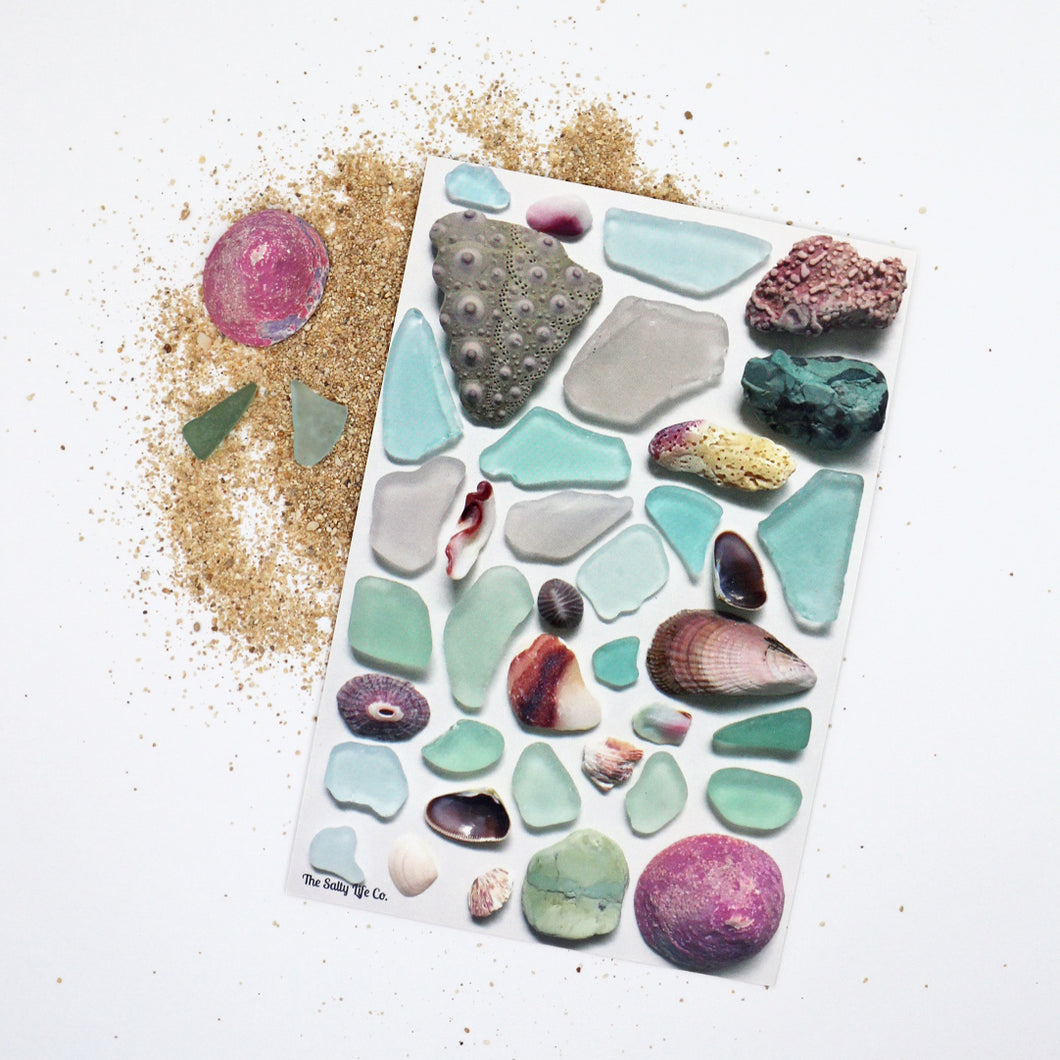 Purple & Teal Beach Treasures 4x6 Postcard